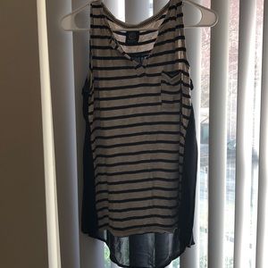 Bobeau stripped top, with black mesh back.